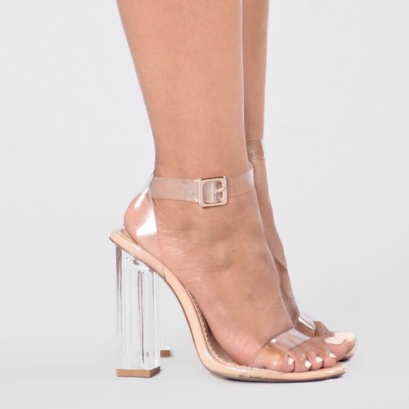 Fashion Nova Shoes - NEW Fashion Nova Clear Strappy Chunky Maria Heels